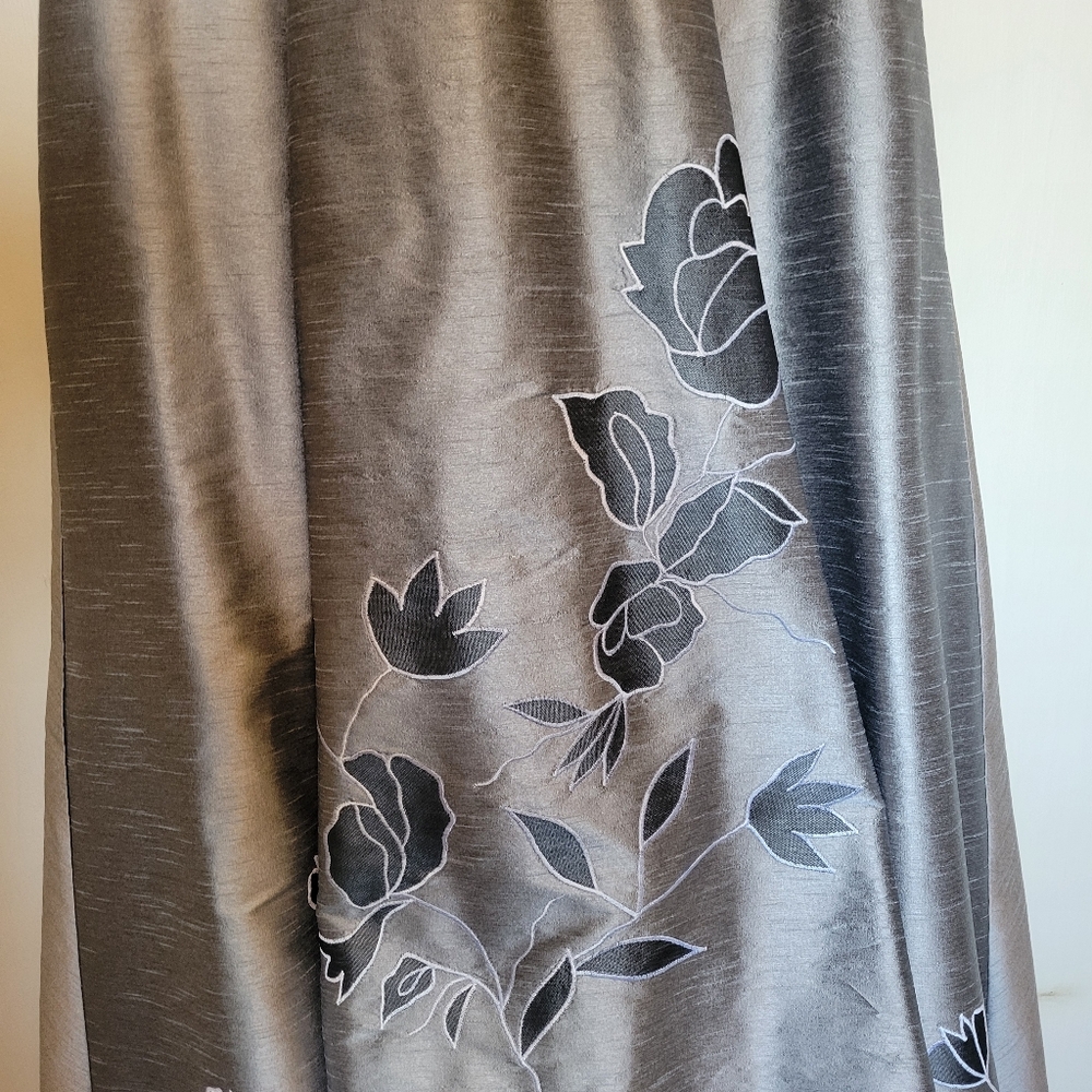 eshakti Embroidered Silver High-Low Hem Formal Gown - Picture 2 of 4